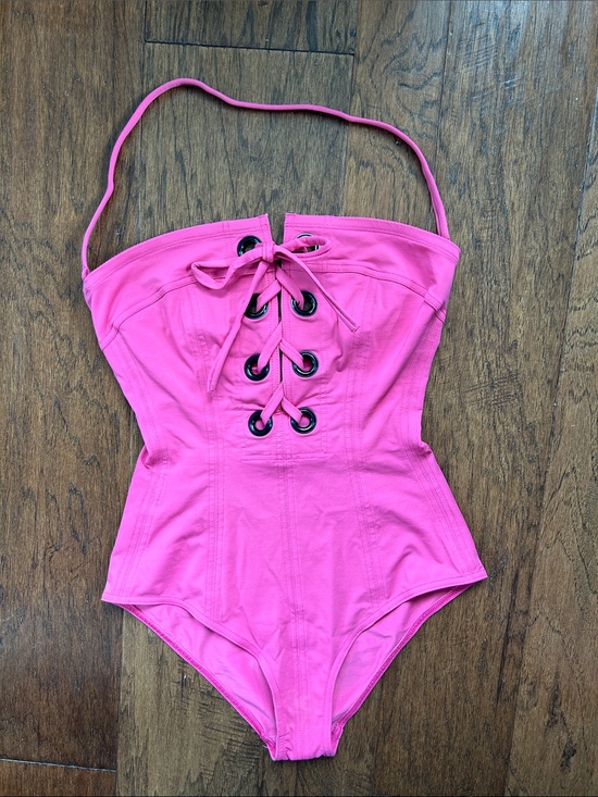 Eres Other - Eres Nikko Mila Lace-Up Bandeau Bathing Suit BRIGHT PINK Great Condition